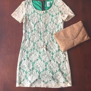 Francesca’s Green and white lace dress